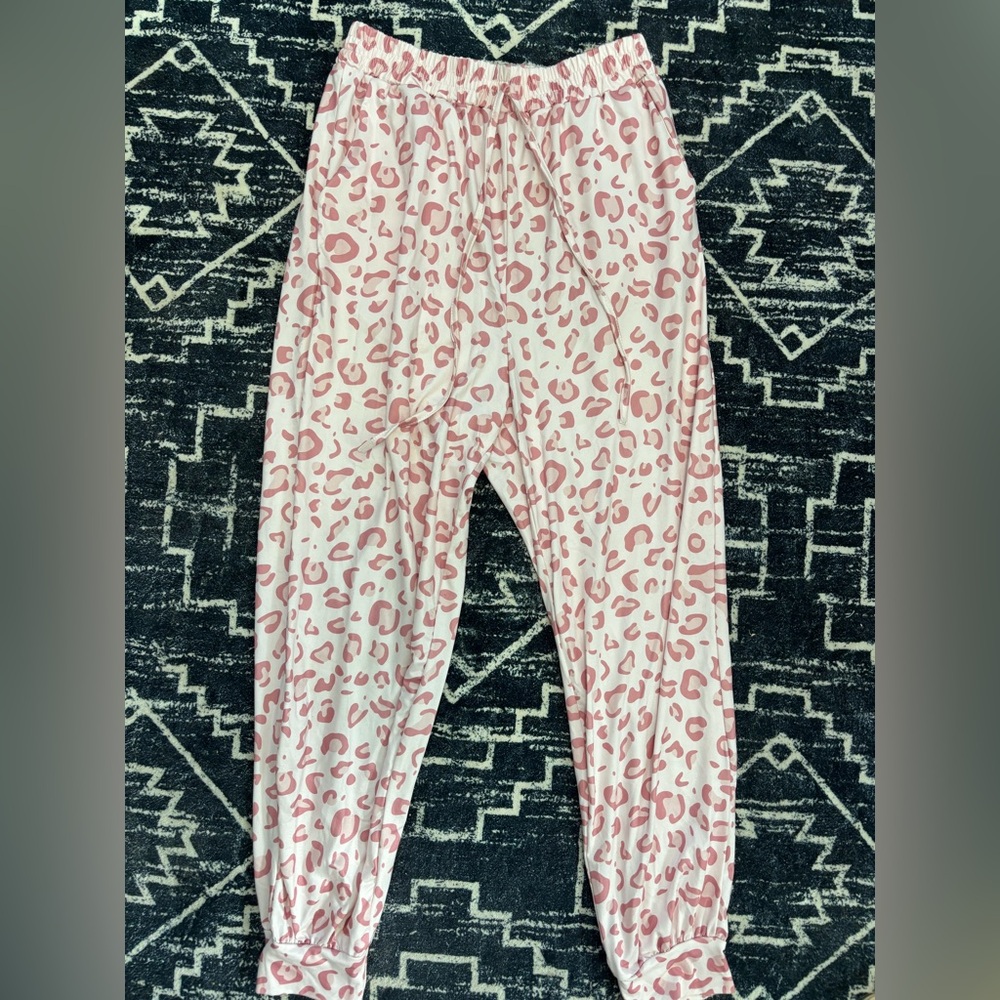 Pink Leopard Print Jogger sleep Pants